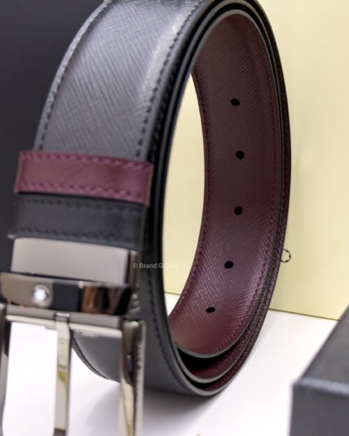 Montblanc Horseshoe Black/cassis Reversible Leather Belt - Luxury belt - A&A Brand Gallery Egypt