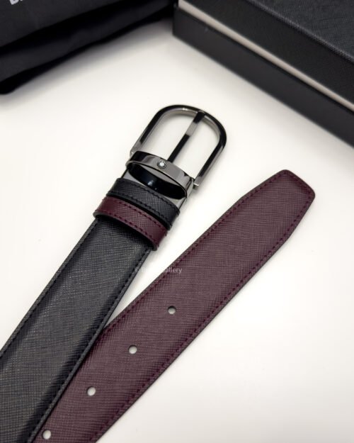 Montblanc Horseshoe Black/cassis Reversible Leather Belt - Luxury belt - A&A Brand Gallery Egypt