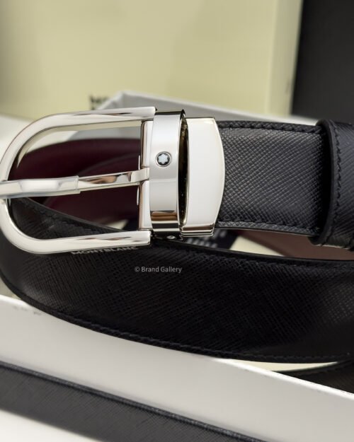 Montblanc Horseshoe Black/cassis Reversible Leather Belt - Luxury belt - A&A Brand Gallery Egypt