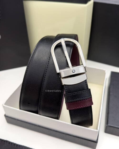 Montblanc Horseshoe Black/cassis Reversible Leather Belt - Luxury belt - A&A Brand Gallery Egypt
