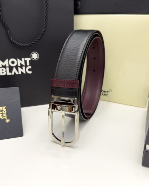 Montblanc Horseshoe Black/cassis Reversible Leather Belt - Luxury belt - A&A Brand Gallery Egypt