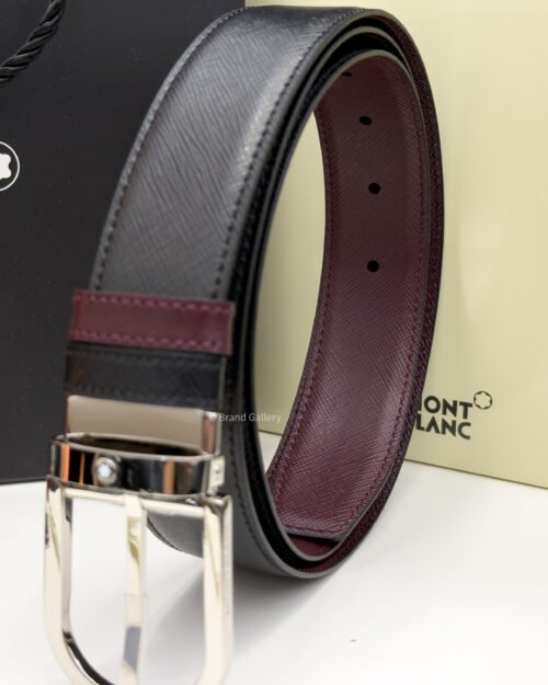 Montblanc Horseshoe Black/cassis Reversible Leather Belt - Luxury belt - A&A Brand Gallery Egypt