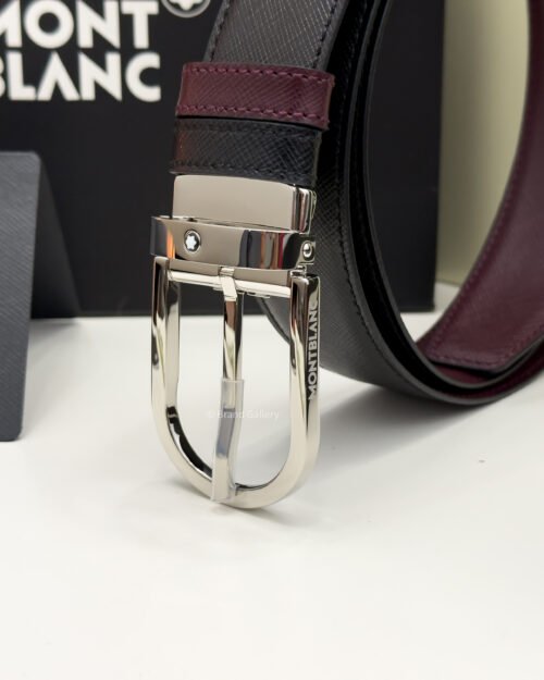Montblanc Horseshoe Black/cassis Reversible Leather Belt - Luxury belt - A&A Brand Gallery Egypt