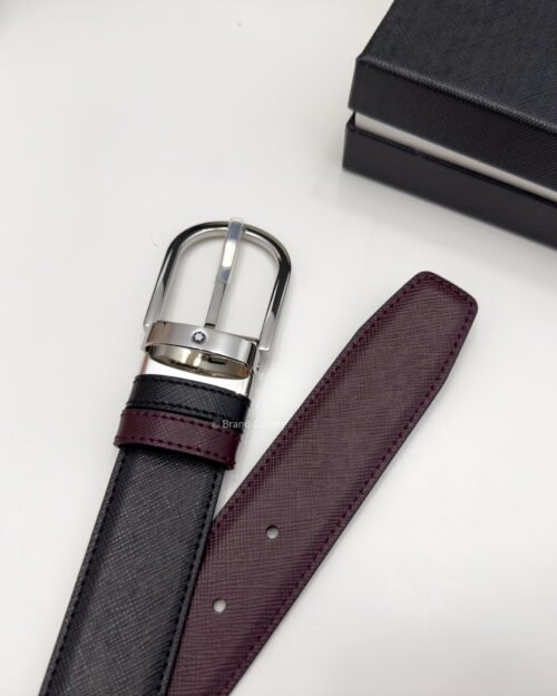 Montblanc Horseshoe Black/cassis Reversible Leather Belt - Luxury belt - A&A Brand Gallery Egypt