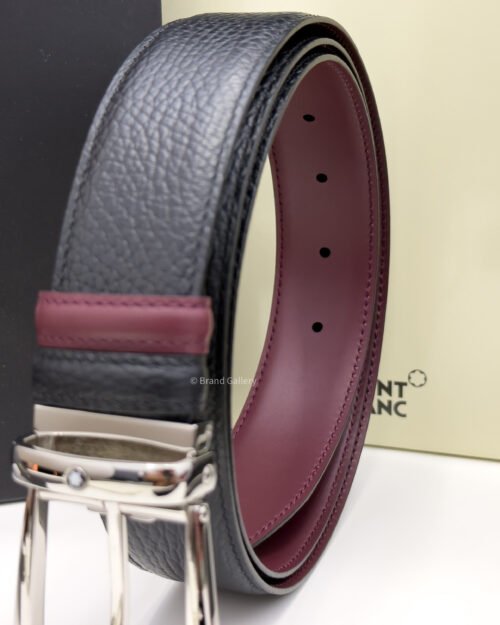 Montblanc Horseshoe Black/cassis Grain Leather Belt - Luxury belt - A&A Brand Gallery Egypt