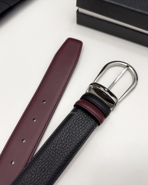 Montblanc Horseshoe Black/cassis Grain Leather Belt - Luxury belt - A&A Brand Gallery Egypt