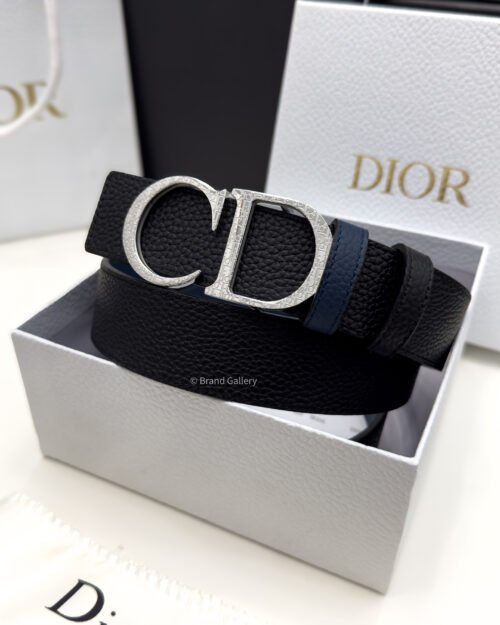 C.D Buckle Black/Blue Reversible Leather Belt