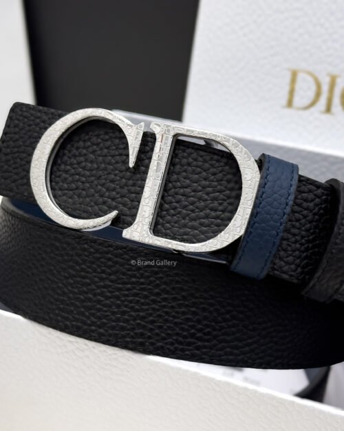 C.D Buckle Black/Blue Reversible Leather Belt