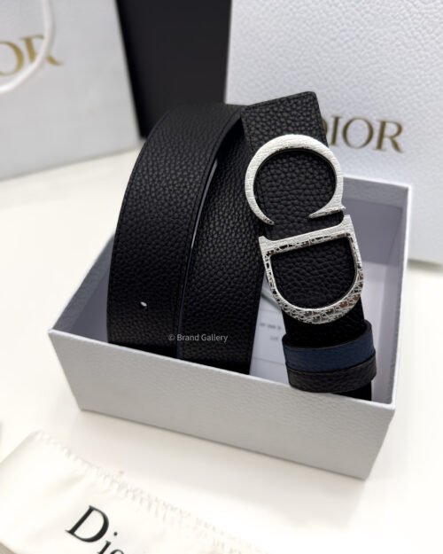 C.D Buckle Black/Blue Reversible Leather Belt