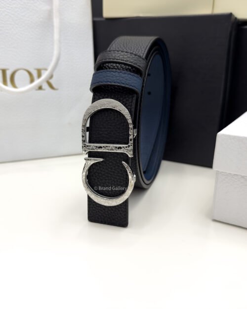 C.D Buckle Black/Blue Reversible Leather Belt