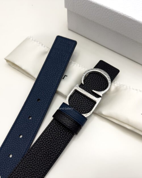 C.D Buckle Black/Blue Reversible Leather Belt
