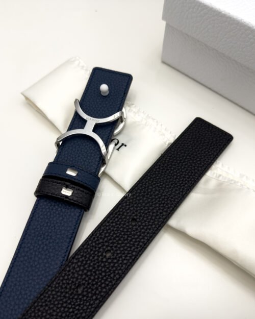 C.D Buckle Black/Blue Reversible Leather Belt