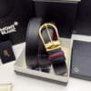 Montblanc Gold Horseshoe Black/cassis Grain Leather Belt - Luxury belt - A&A Brand Gallery Egypt