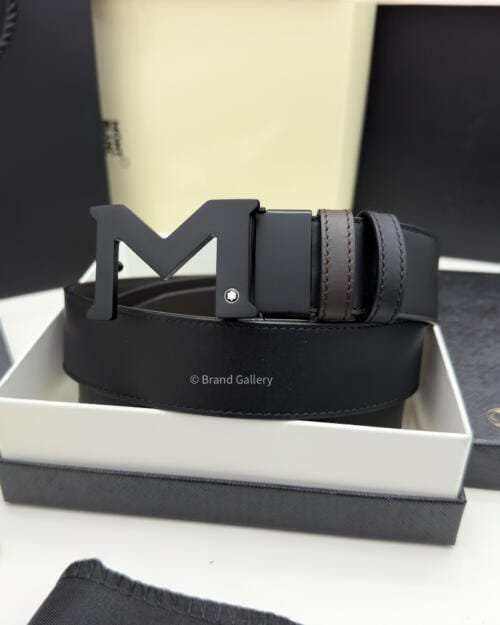 Montblanc M Buckle Black & Brown Reversible Leather Belt - Luxury belt - A&A Brand Gallery Egypt
