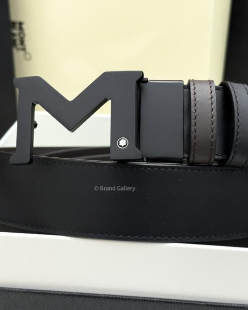 Montblanc M Buckle Black & Brown Reversible Leather Belt - Luxury belt - A&A Brand Gallery Egypt