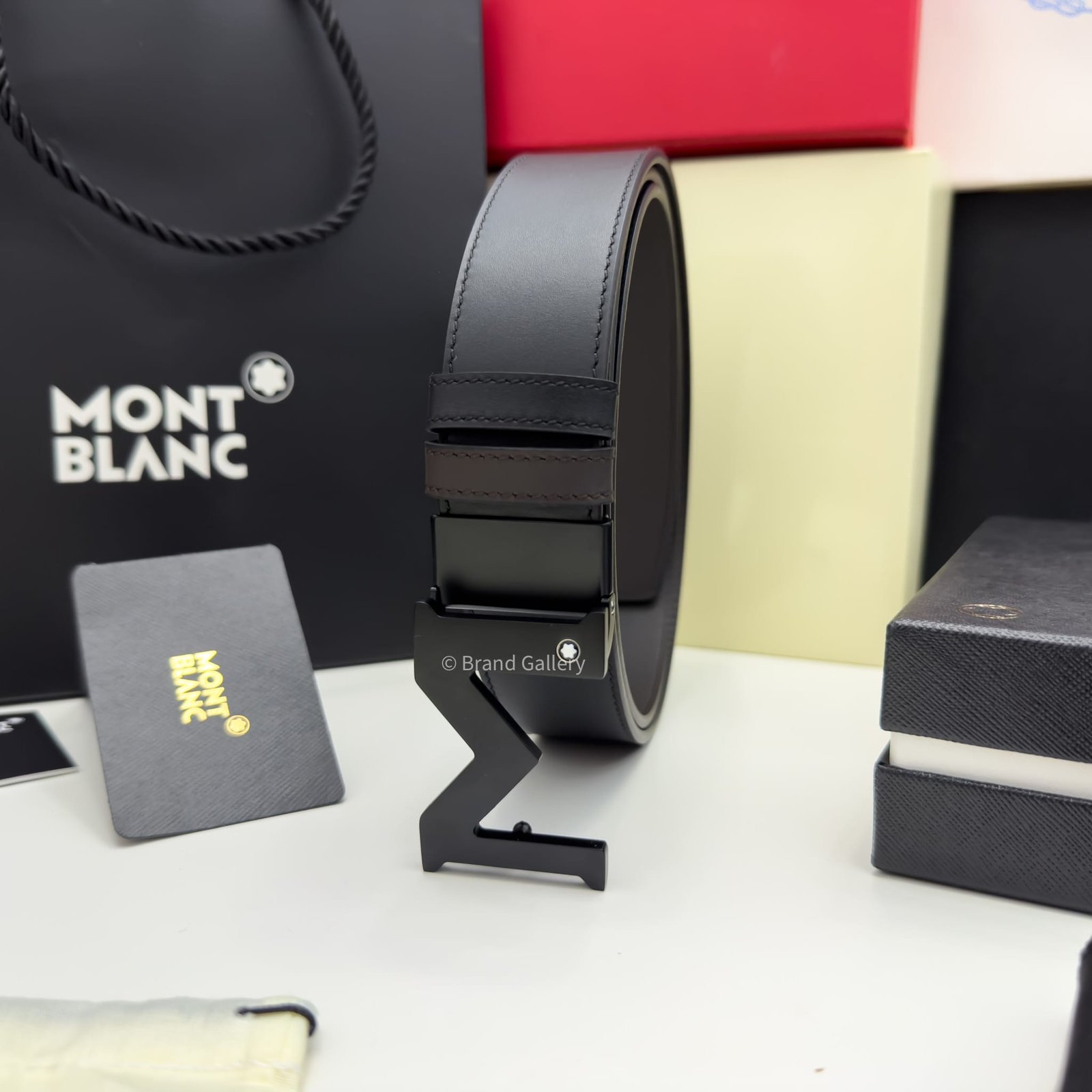 Montblanc M Buckle Black & Brown Reversible Leather Belt - Luxury belt - A&A Brand Gallery Egypt
