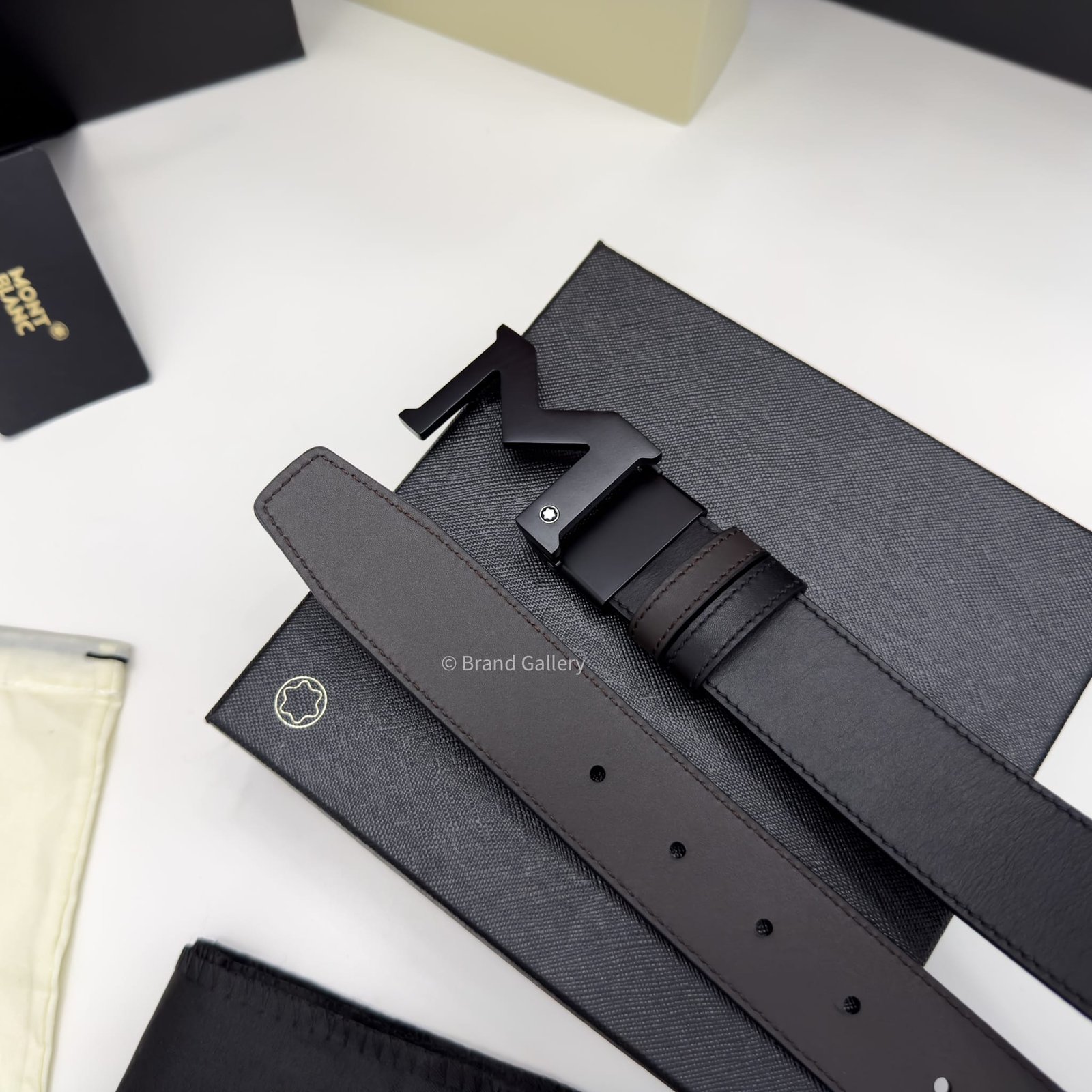 Montblanc M Buckle Black & Brown Reversible Leather Belt - Luxury belt - A&A Brand Gallery Egypt