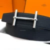 Hermes H Buckle Blue/Black Reversible Belt