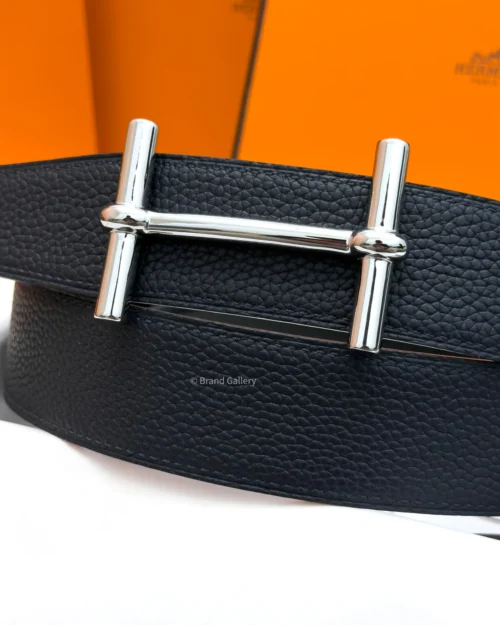 Hermes H Buckle Blue/Black Reversible Belt