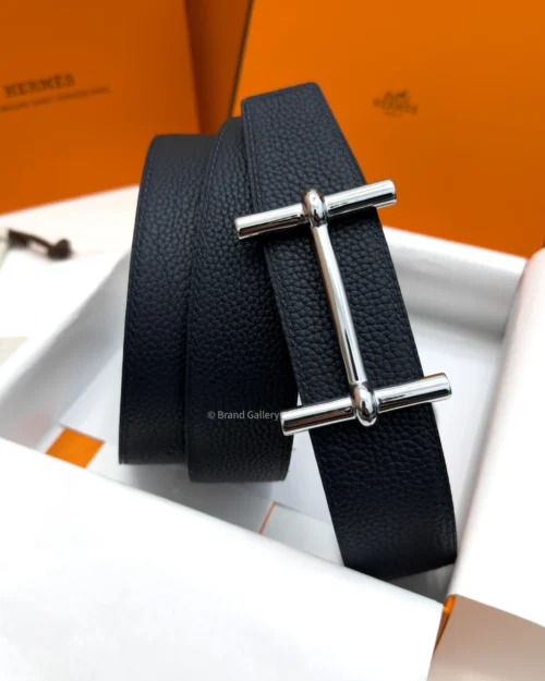 Hermes H Buckle Blue/Black Reversible Belt