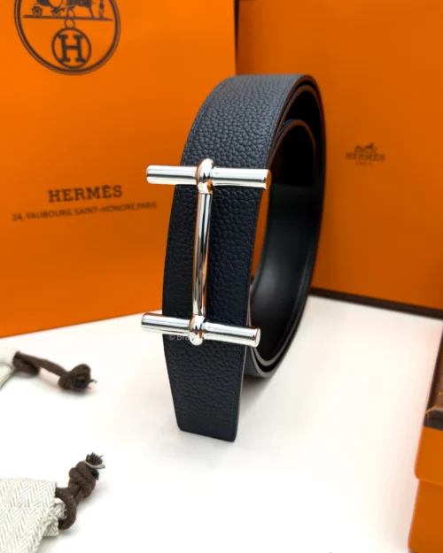 Hermes H Buckle Blue/Black Reversible Belt