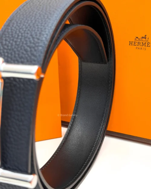 Hermes H Buckle Blue/Black Reversible Belt
