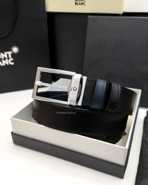 Rectangle Buckle Blue & Black Leather Belt - A&A Brand Gallery - Egypt