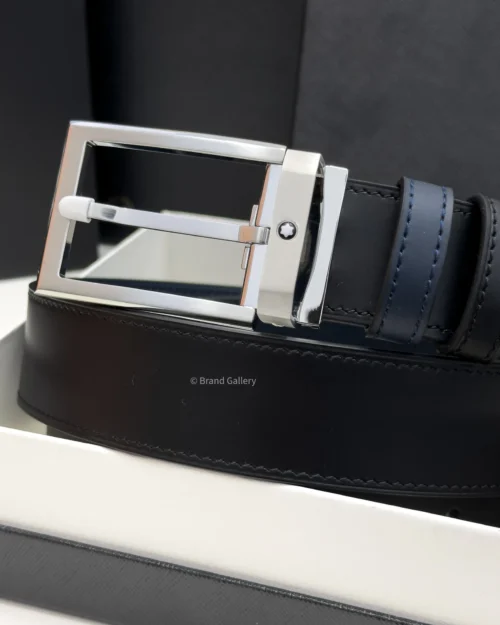 Rectangle Buckle Blue & Black Leather Belt - A&A Brand Gallery - Egypt