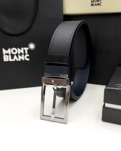 Rectangle Buckle Blue & Black Leather Belt - A&A Brand Gallery - Egypt