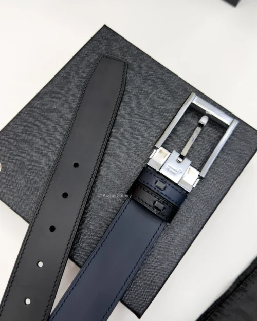 Rectangle Buckle Blue & Black Leather Belt - A&A Brand Gallery - Egypt