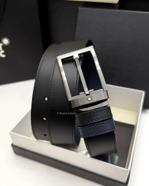 Rectangle Buckle Blue & Black Leather Belt - A&A Brand Gallery - Egypt