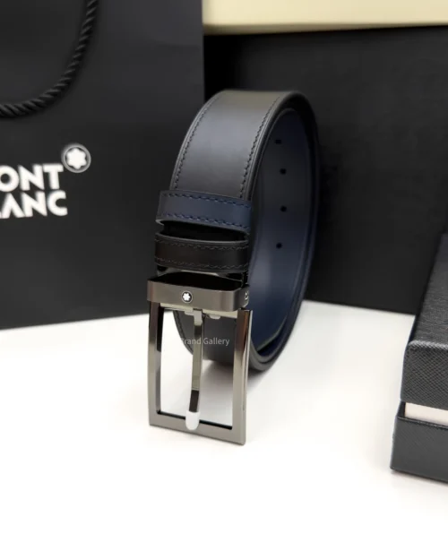 Rectangle Buckle Blue & Black Leather Belt - A&A Brand Gallery - Egypt