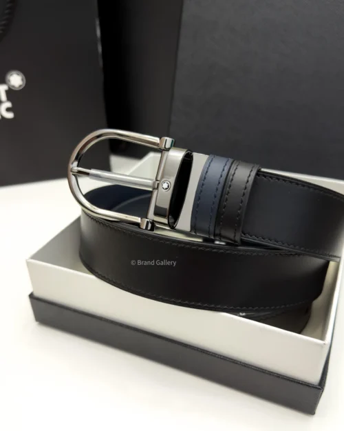 Horseshoe Buckle Blue & Black Leather Belt - A&A Brand Gallery - Egypt