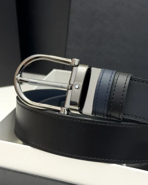 Horseshoe Buckle Blue & Black Leather Belt - A&A Brand Gallery - Egypt