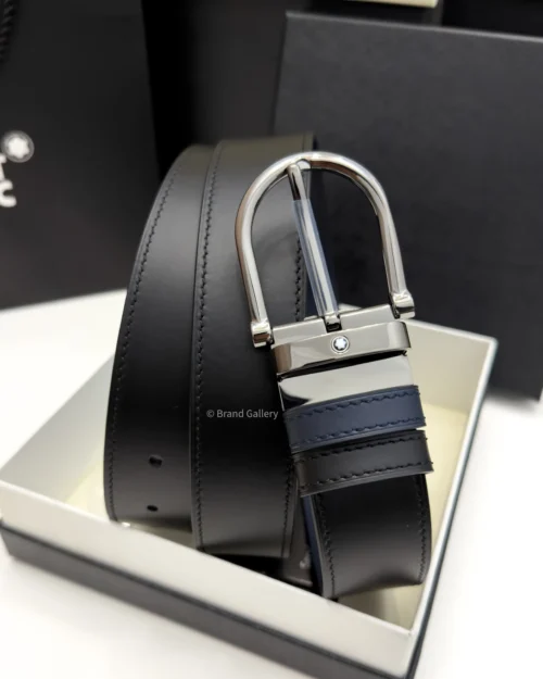 Horseshoe Buckle Blue & Black Leather Belt - A&A Brand Gallery - Egypt