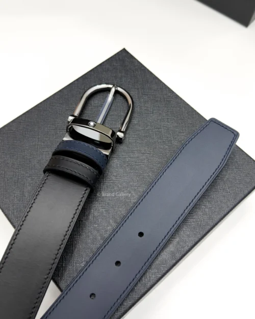 Horseshoe Buckle Blue & Black Leather Belt - A&A Brand Gallery - Egypt