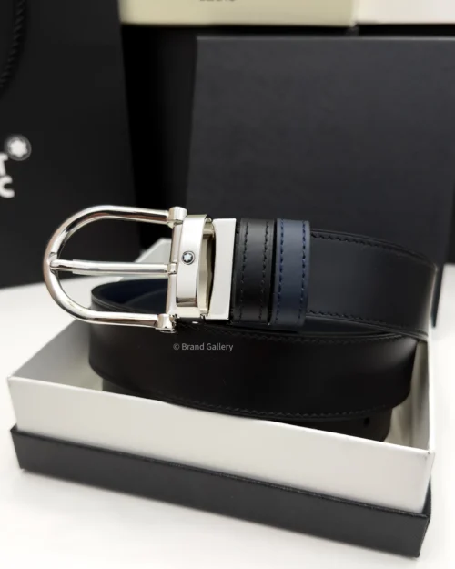 Horseshoe Buckle Blue & Black Leather Belt - A&A Brand Gallery - Egypt
