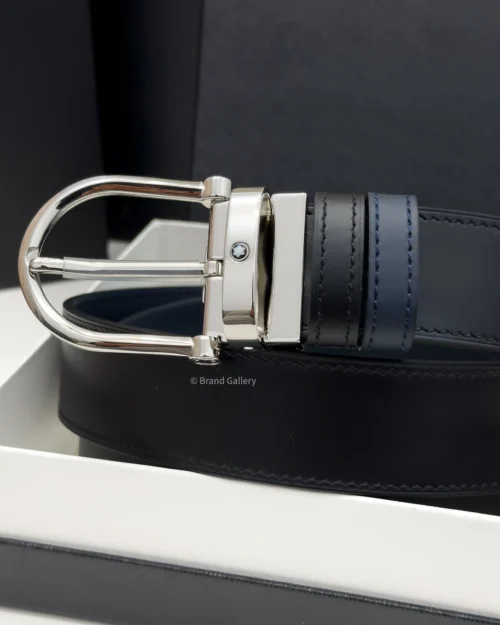 Horseshoe Buckle Blue & Black Leather Belt - A&A Brand Gallery - Egypt