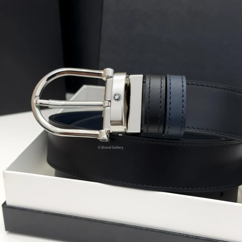 Horseshoe Buckle Blue & Black Leather Belt - A&A Brand Gallery - Egypt