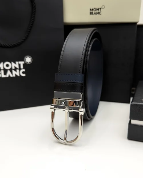Horseshoe Buckle Blue & Black Leather Belt - A&A Brand Gallery - Egypt