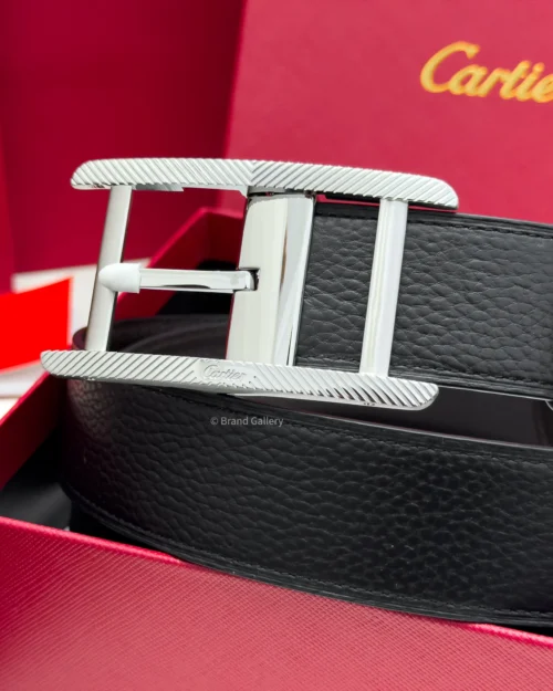 Cartier Silver Tank Buckle Black/Brown Leather Belt - Luxury belt - A&A Brand Gallery Egypt
