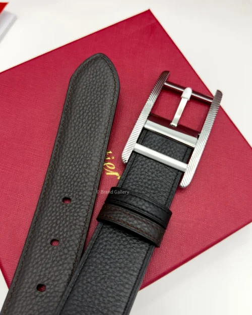 Cartier Silver Tank Buckle Black/Brown Leather Belt - Luxury belt - A&A Brand Gallery Egypt