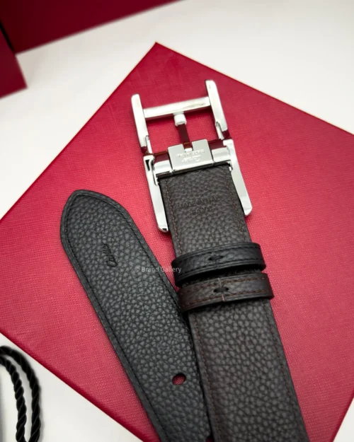 Cartier Silver Tank Buckle Black/Brown Leather Belt - Luxury belt - A&A Brand Gallery Egypt