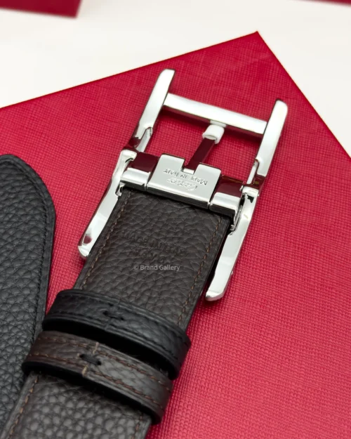 Cartier Silver Tank Buckle Black/Brown Leather Belt - Luxury belt - A&A Brand Gallery Egypt