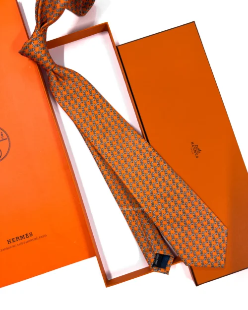 Hermes Orange H Manchettes Silk Tie - Luxury tie - A&A Brand Gallery Egypt