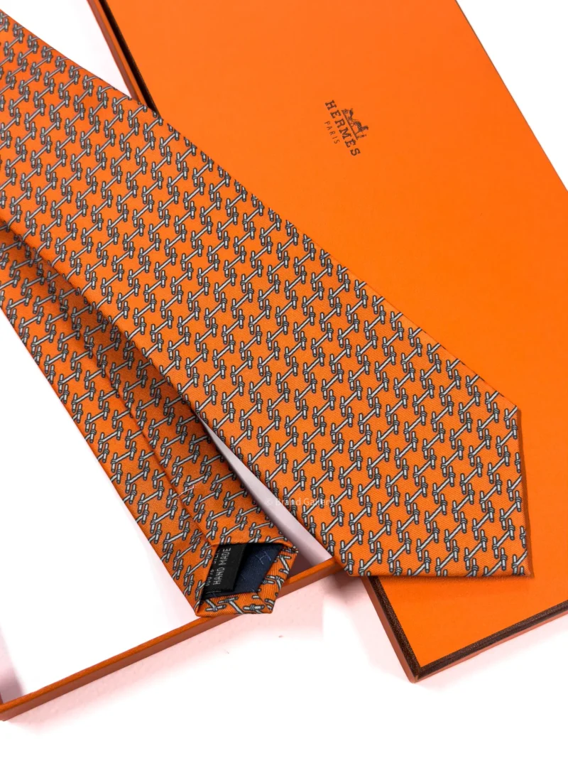 Hermes Orange H Manchettes Silk Tie - Luxury tie - A&A Brand Gallery Egypt