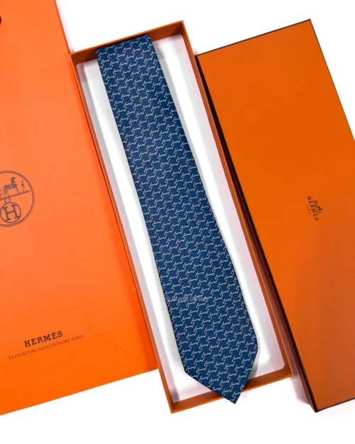 Hermes Blue H Manchettes Silk Tie - Luxury tie - A&A Brand Gallery Egypt