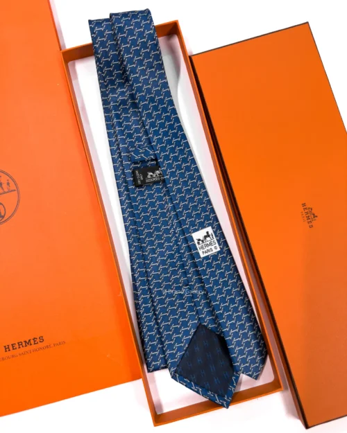 Hermes Blue H Manchettes Silk Tie - Luxury tie - A&A Brand Gallery Egypt