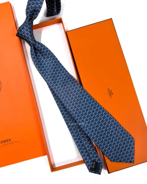 Hermes Blue H Manchettes Silk Tie - Luxury tie - A&A Brand Gallery Egypt