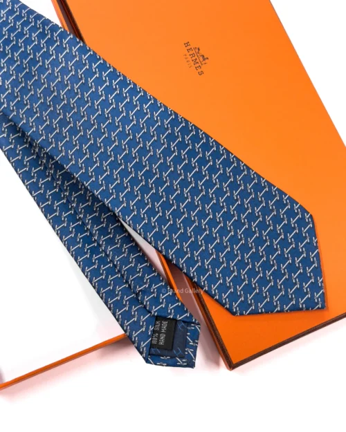 Hermes Blue H Manchettes Silk Tie - Luxury tie - A&A Brand Gallery Egypt